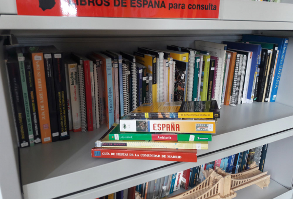 Estantería con libros de España